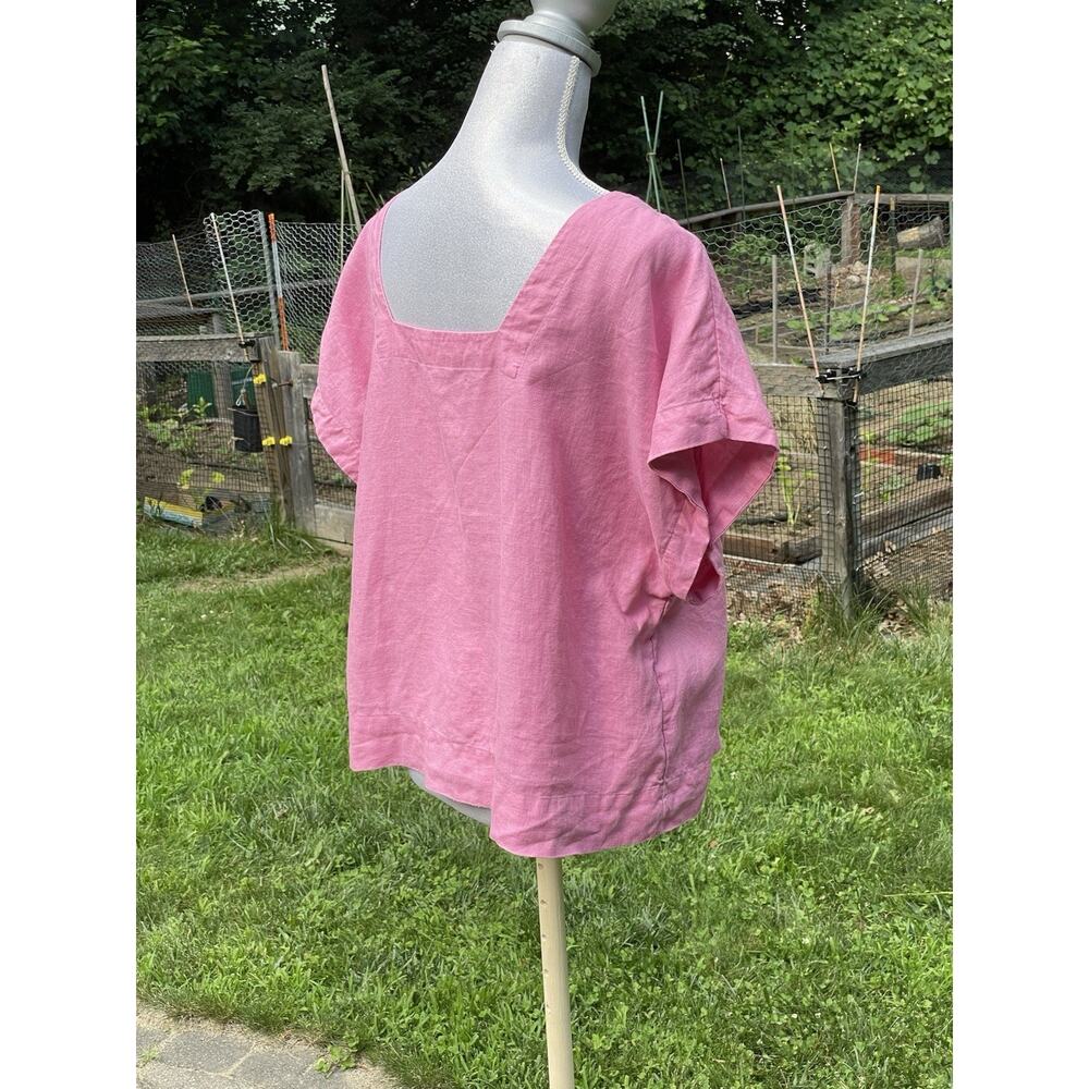 MADEWELL Linen Square Back Crewneck Top Short Sleeve Shirt Light Pink size XL - Picture 12 of 16